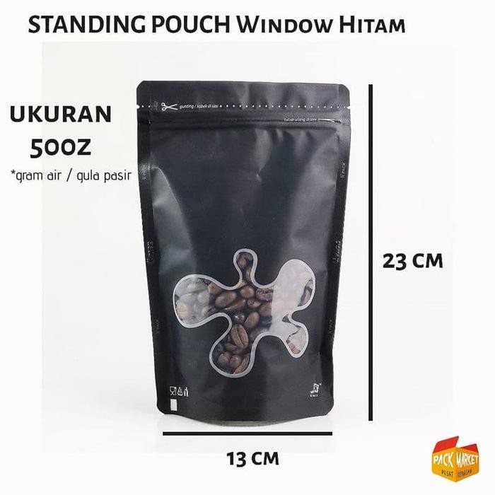 STANDING POUCH WINDOW HITAM 500z