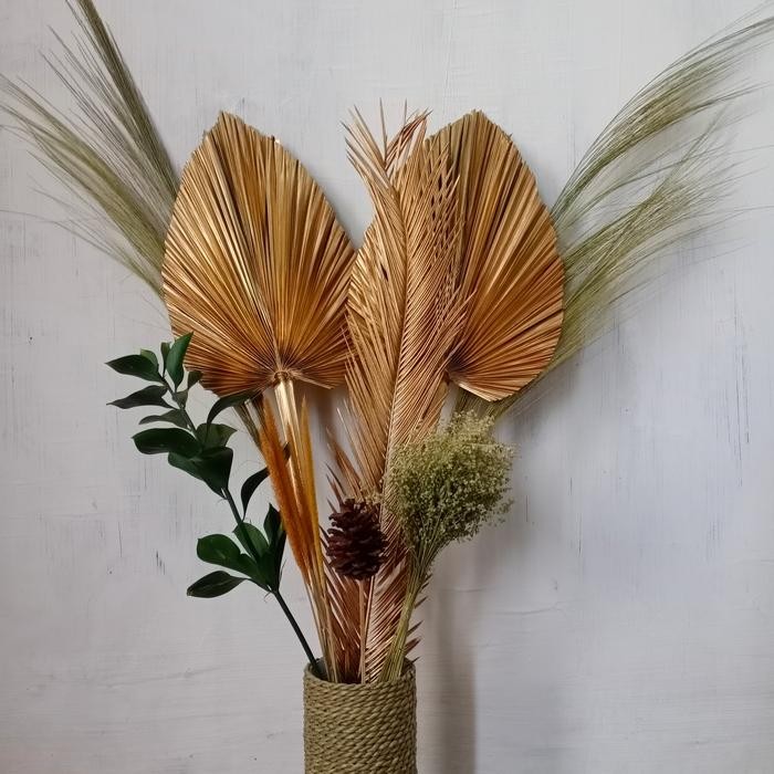 Paket Murah Bunga Kering+Pot Mendong Aesthetic