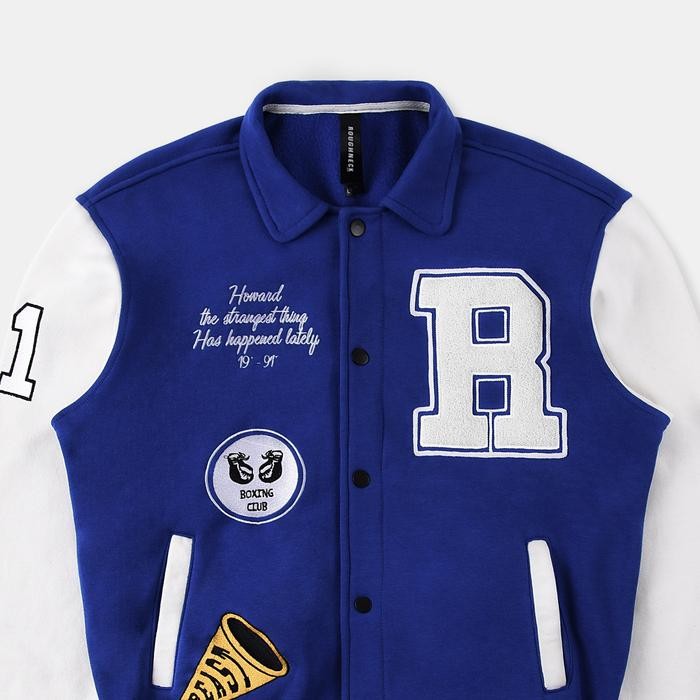 Roughneck Vb008 Blue Beast Varsity Jacket Baseball Fleece Promo 