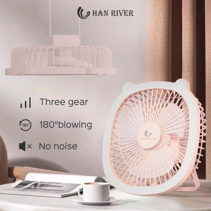 ORI HAN RIVER Kipas Angin Portable With Lampu LED Kipas Angin Mini