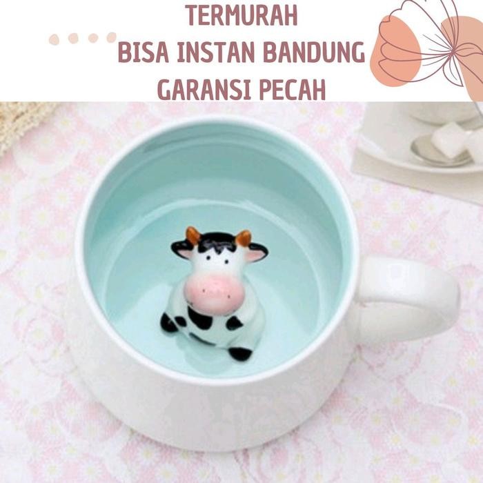 BISA Instant Mug Gelas Bebek Lucu Mug Binatang Muncul SAPI Gelas Lucu Gelas Anak Gelas Gemes Gelas