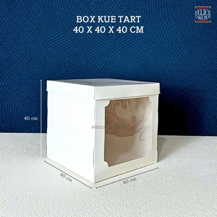 m56i- Box Ivory Mika Kue Tart 40X40X40 Cm / Dus Kue Ultah Tinggi Besar