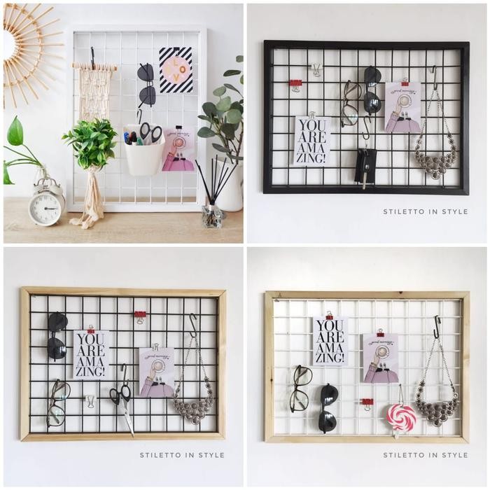 Wiremesh (Mesh board/Gantungan memo/Papan tempel/Board/Hiasan dinding)