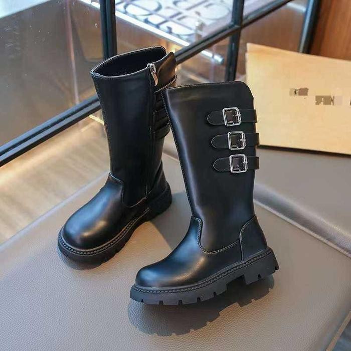 (LOLI-JKT) SP- IYAS SEPATU BOOTS ANAK PANJANG BAHAN KULIT SINTESIS RESLETING SAMPING SIZE 26-36