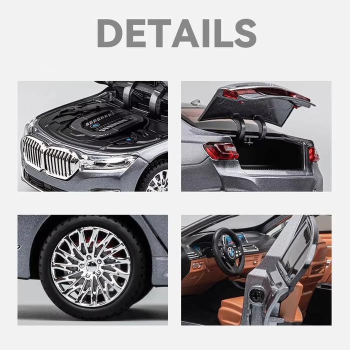 1:24 Diecast BMW 760 Li THE7 Koleksi Miniatur Pajangan Model Mobil Mewah Luxury Realistic Pullback