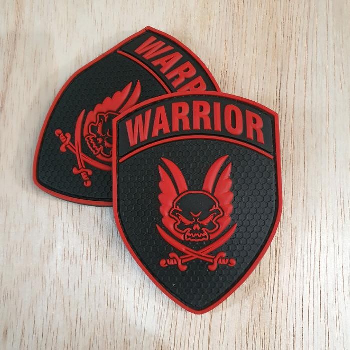 Bkb ArlC patch rubber logo skull warrior merah - tempelan aksessoris emblem karet PT520BERGARANSI
