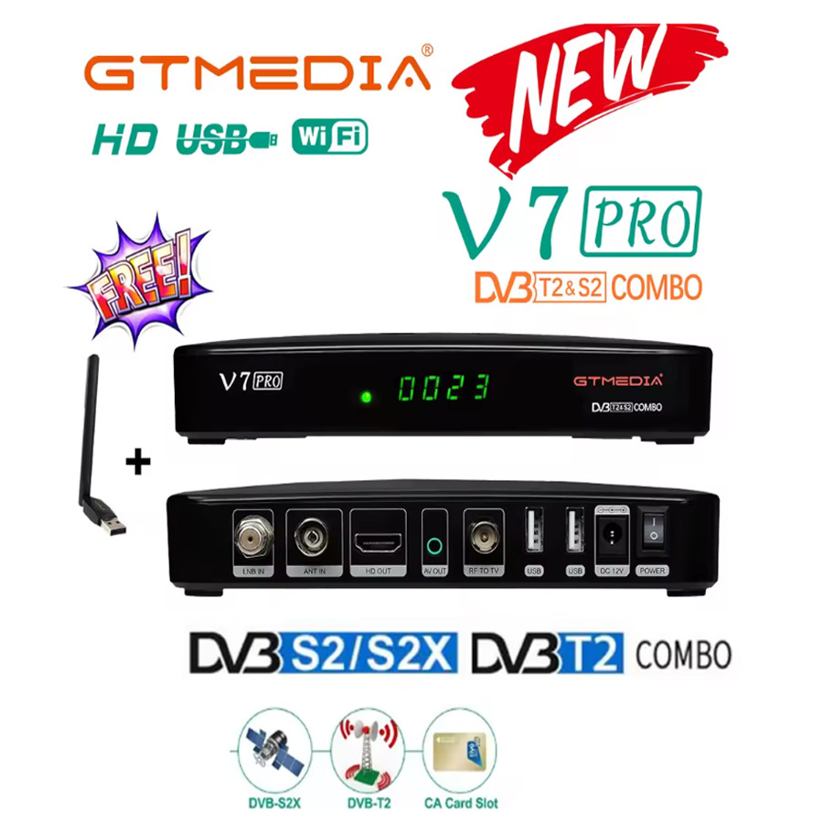 Gtmedia V7 Pro 1080P Hd Dvb-S2 Dvb-T/T2 Satellite Tv Receiver+Usb Wifi Support 3G 4G Dongle Ca