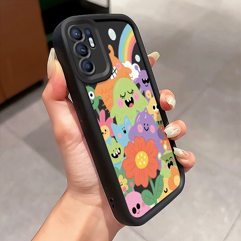 Casing Hp OPPO Reno 6 Case Casing pola Monster berbulu lucu Kesing HP Kasing mata langit tangga Cesi