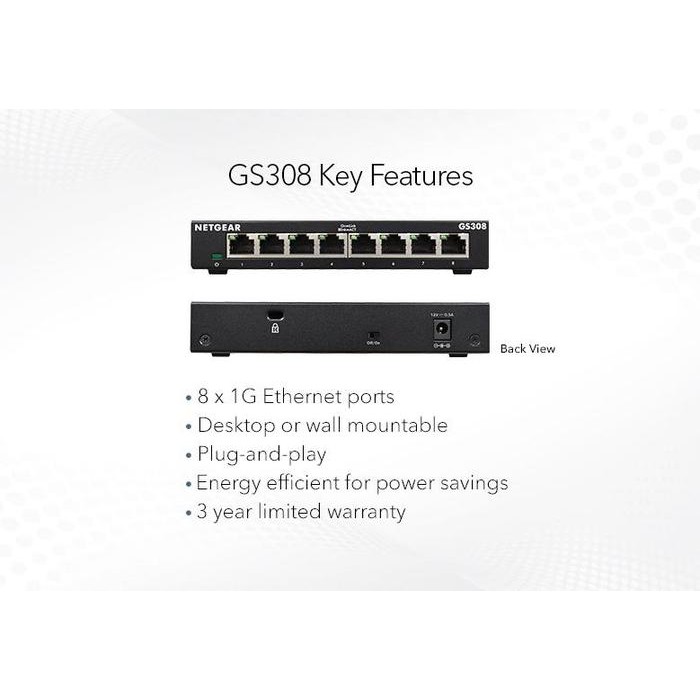 Netgear Gs308 ( 8 Port Gigabit Ethernet Switch ) Tbk