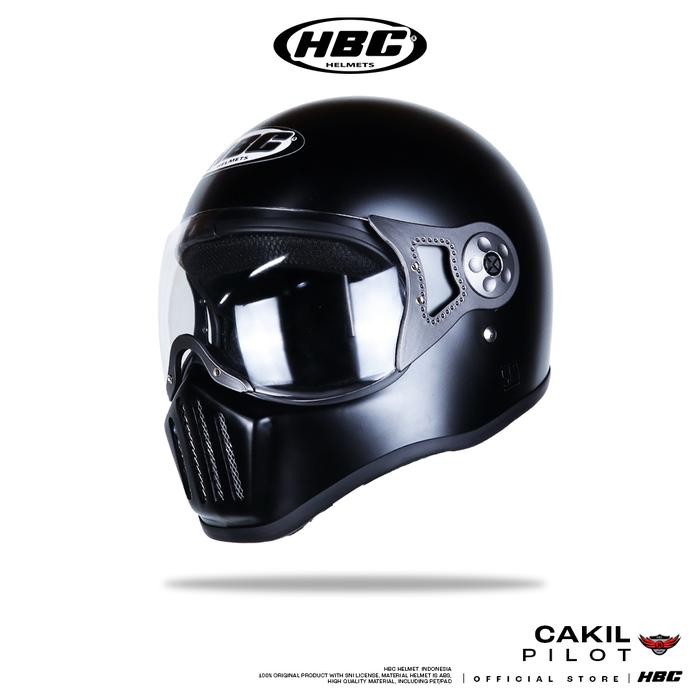 Helm HBC Cakil Pilot SOLID Helm Retro Full Face SNI