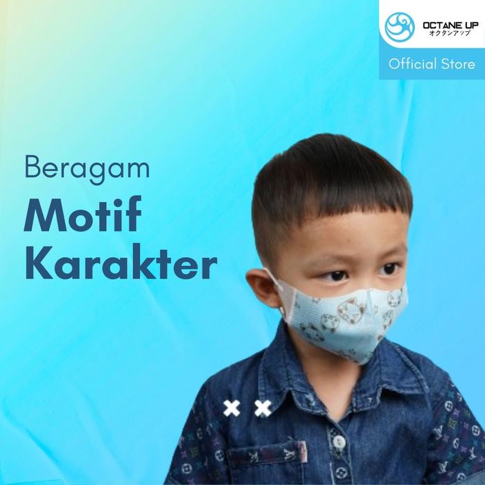 tbdz- Eco Green Masker Duckbill Anak 3Ply Filtrasi Motif Lindungi Dari Debu & Virus Kemenkes