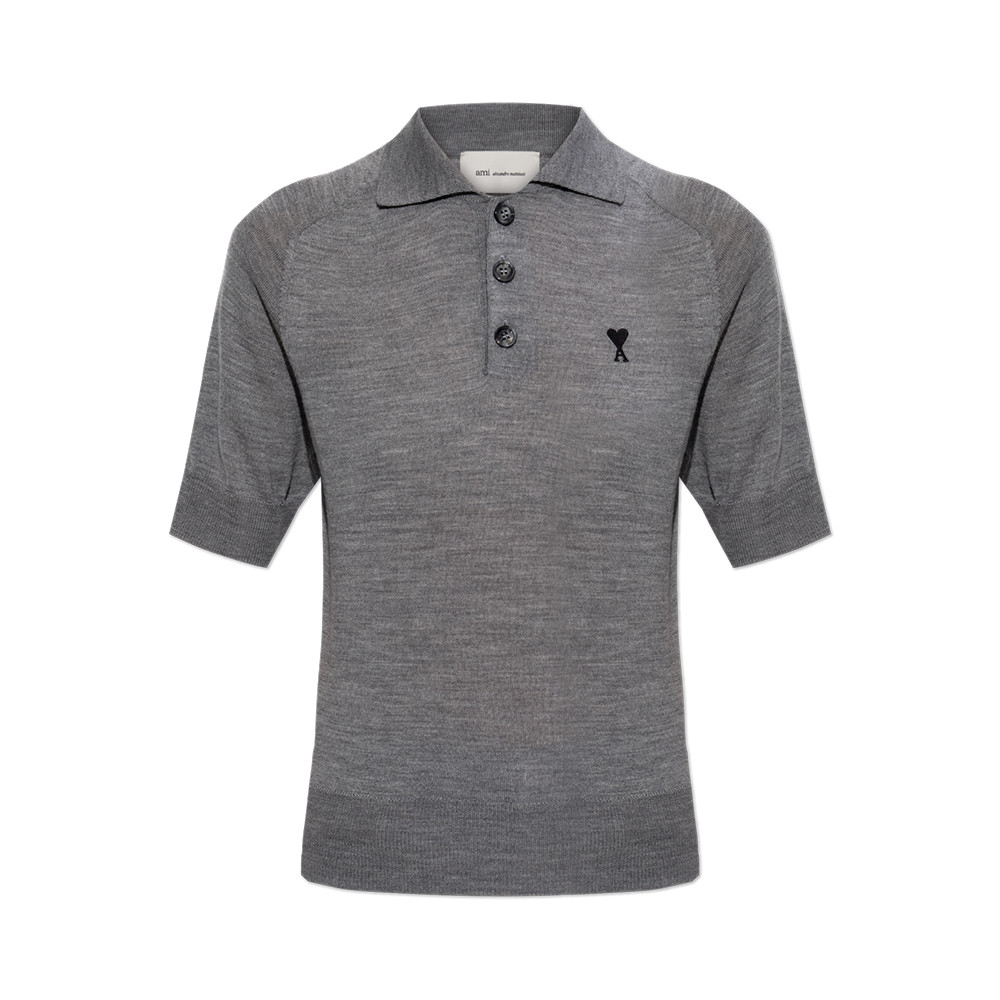 Black Ami De Coeur Wool Polo Shirt Grey