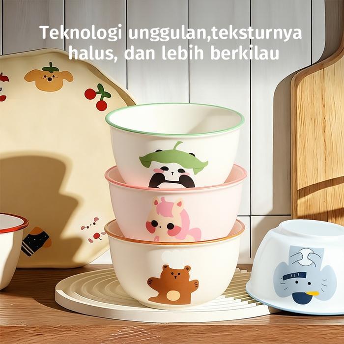 Premium Steven +EatkitEatkit Hampers Mangkok Keramik Character Animal 5 Pcs Bowl Set Box Premium