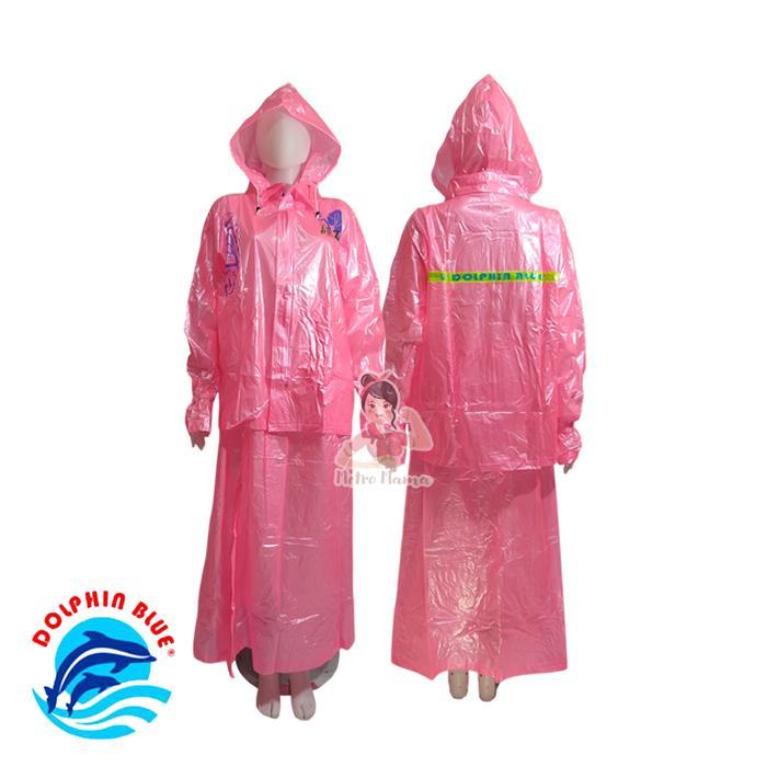 Jas Hujan Wanita Setelan Jaket Rok DOLPHIN BLUE QUEEN 965 - Az Zahra Pink