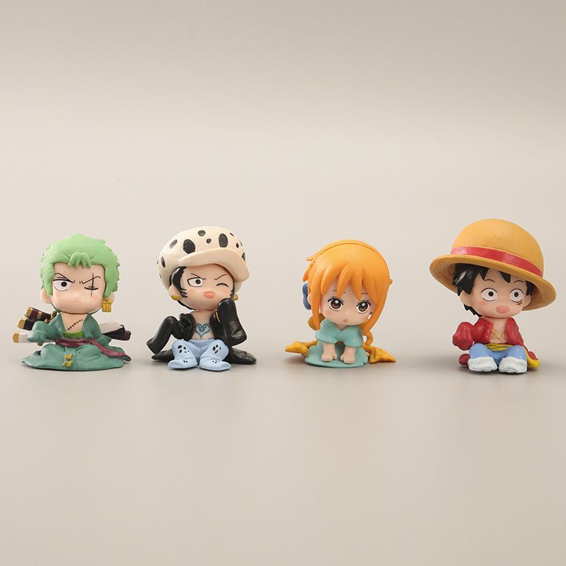 Anime figurine mini One Piece Luffy Zoro Nami doll collectible figure One Piece car decoration