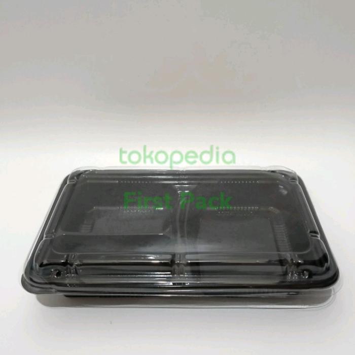 Tray Sekat 3 Black Mika Bento Partisi Sekat 3 Tempat Makan Hokben Terlaris