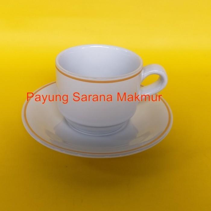 Cangkir Kopi Lucky Putih 6 Pcs List Mas Atau Polos / Cangkir Tatak Terlaris