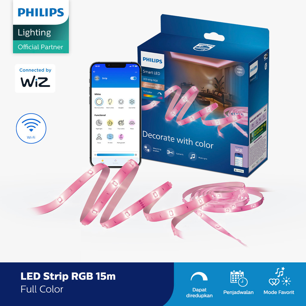 Philips Lampu Smart Wifi Led Strip RGB 15M