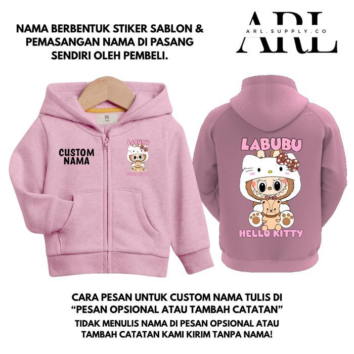PROMO ARL SUPPLY Jaket Hoodie Anak Custom Nama Karakter Cute Kawaii LA BU BU Sweater Zipper Anak