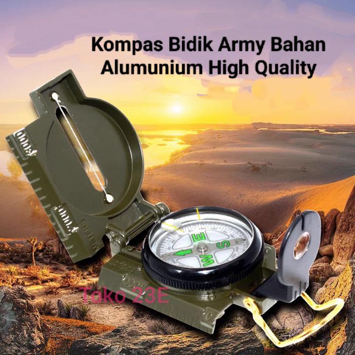 Premium Kompas Bidik Army Alumunium High Quality Kompas Lensa Original