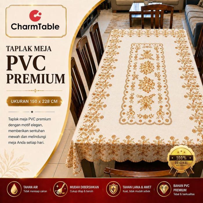 Terlaris Taplak Meja Makan Besar Uk 150X228Cm Taplak Meja Ruang Tamu Perlak Meja Bahan Pvc Tebal