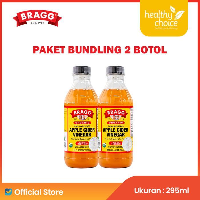 Cuka Apel Organik Mentah Tak Disaring 295 ml 2 Botol – Cuka Sari Apel Alami Kemasan Plastik