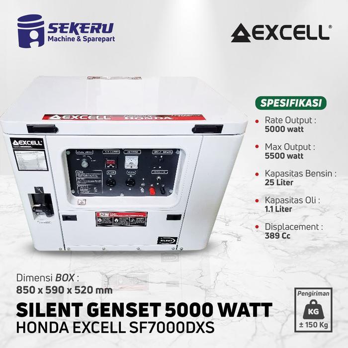 GENSET SILENT 5000 WATT HONDA EXCELL SF7000DXS / SF-7000DXS PROMO TERMURAH