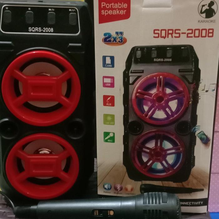 Speaker Bluetooth SQRS-2008 + Speaker LED Free Mic