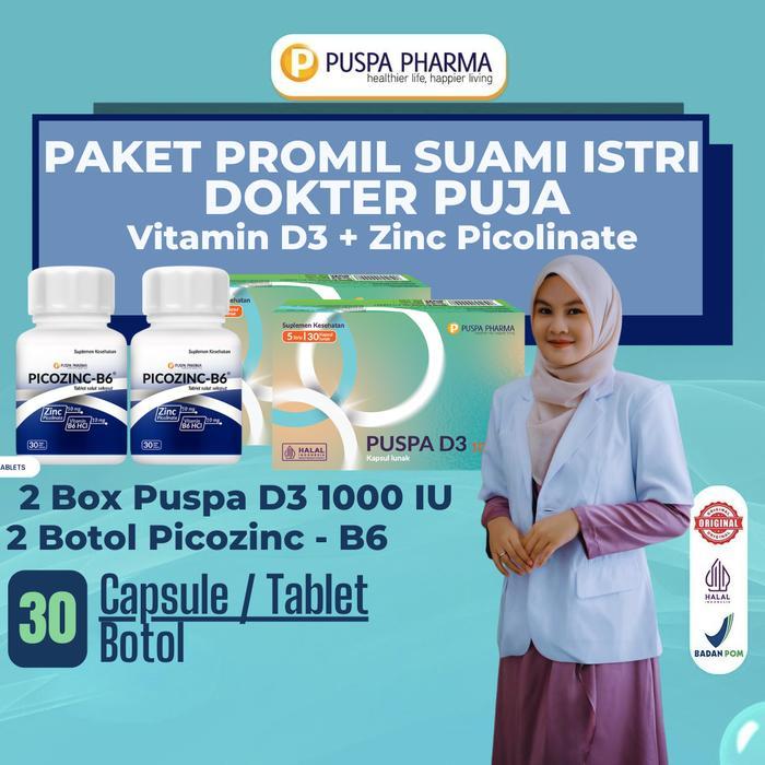 Best Seller {Spesial Dokter Puja} Paket Promil Suami Istri - Puspa D3 Vitamin D3 1000 + Picozinc -