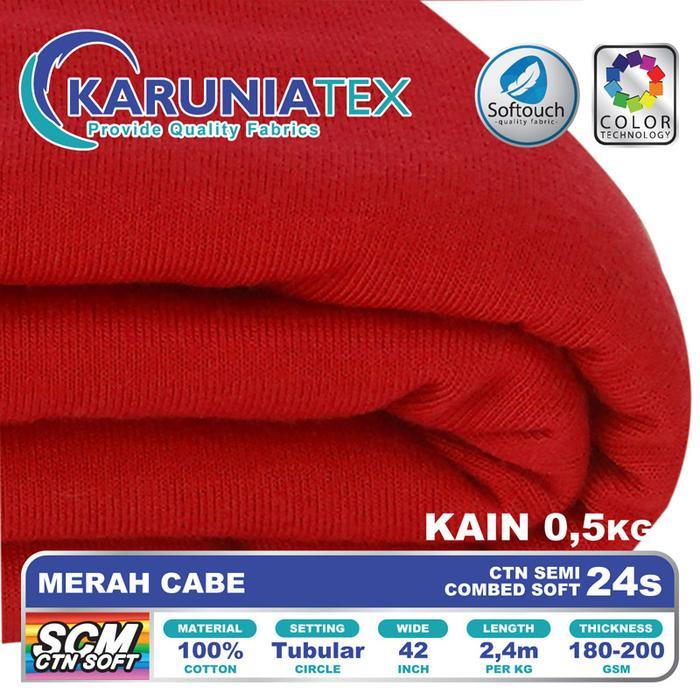 Bahan Kaos Cotton Semi Combed 24s 0,5 Kg Merah Cabe