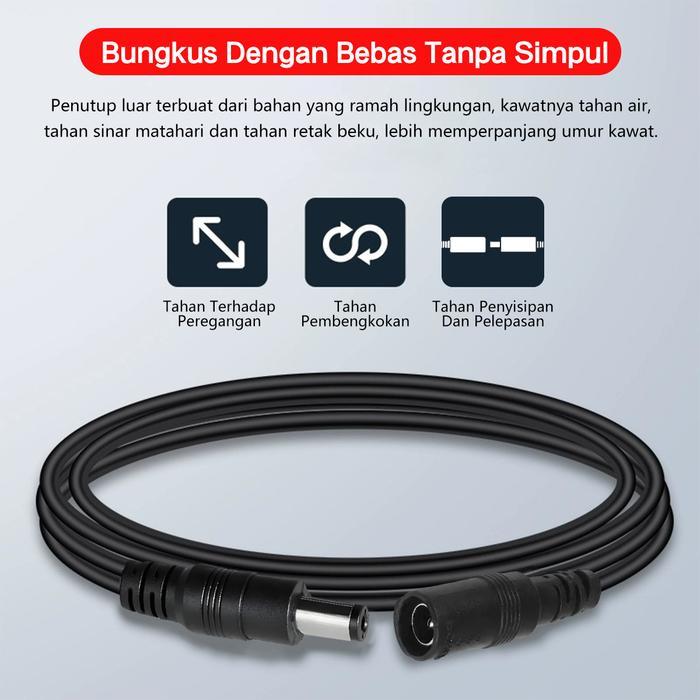Promo Xihancam Kabel Cctv 5 Meter Putih Kabel Power Dc 12V Koneksi Kabel Extension Kabel Daya Dc