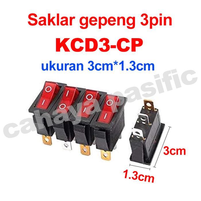 Saklar Gepeng 3 Pin - Tombol Merah I & O - KCD3 NEW