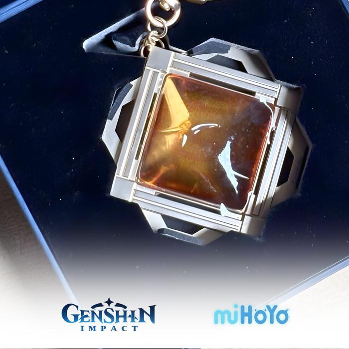 Mihoyo Genshin Impact Vision Liyue Geo Keychain Pendant Original