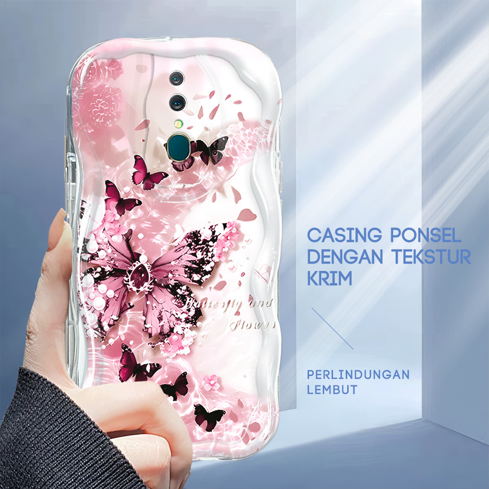 Casing Hp Untuk OPPO F11 Case Krim Phone Softcase Lembut Cassing Mode Handphone Meningkatkan Kupu Ke