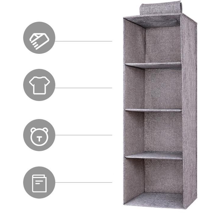 Rak Gantung Kain Lemari Baju Shelf Closet Wardrobe Storage Box 4 Susun