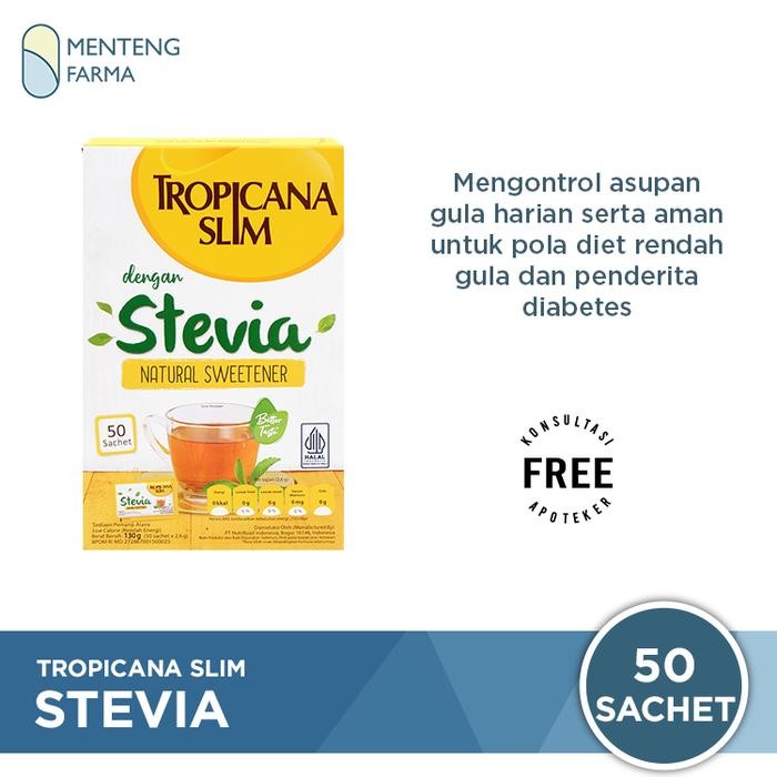

TERMURAH Tropicana Slim Stevia Natural Sweetener 50 Sachet - Pemanis Alami READY STOCK