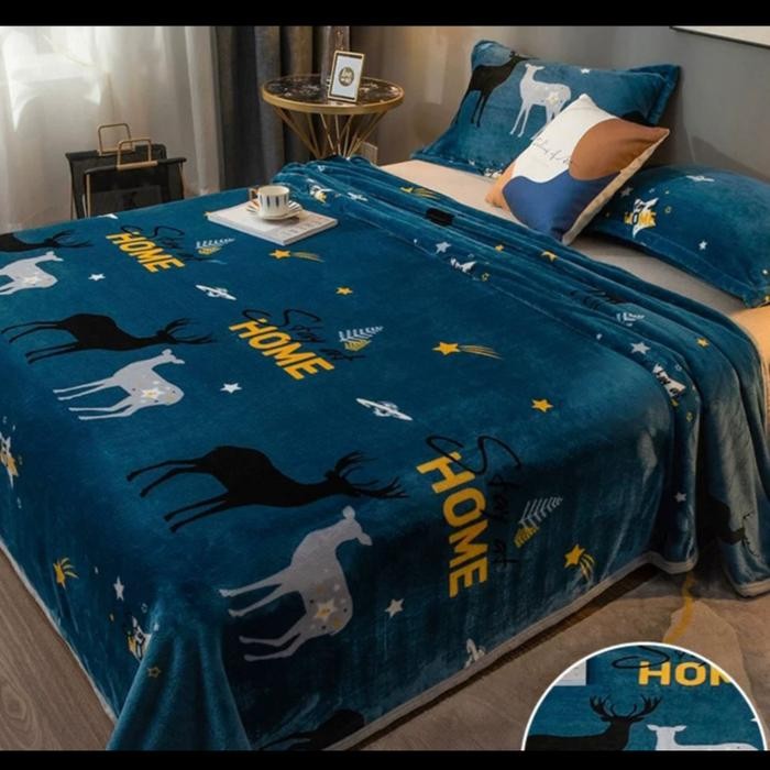 selimut bulu halus motif kembang bunga-bunga 200x230 list tebal