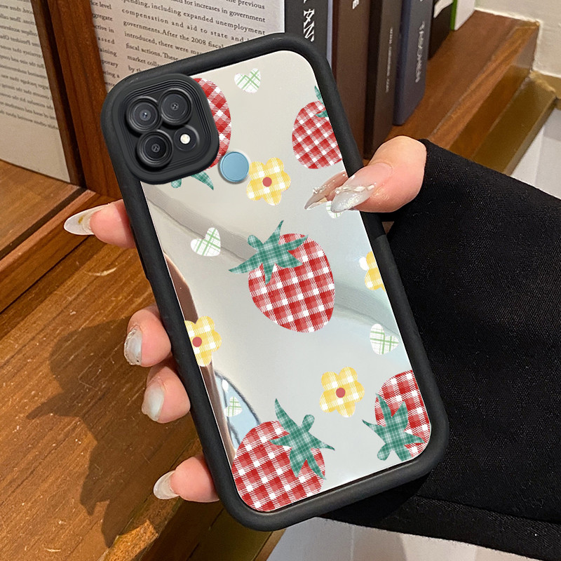 Casing Hp OPPO A15 A15s A35 Case HP Casing pola strawberry Kesing Cesing cermin Kasing Silikon Softc