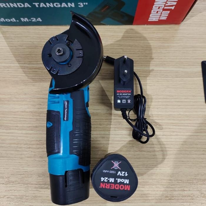 Modern M-24 Mesin Gerinda Tangan Mini Brushless Angle Grinder Cordless 12V - 2 Baterai