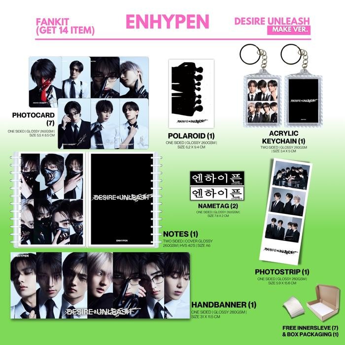 FANKIT ENHYPEN DESIRE UNLEASH 14 ITEM KPOP UNOFFICIAL HEESEUNG JUNGWON JAY JAKE SUNGHOON SUNOO NIKI