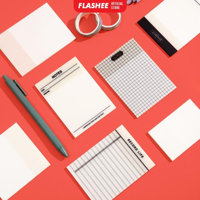 

New Flashee Sticky Notes Transparan Anti Air Memo Paper Bening Tahan Air Permukaan Halus Sticky