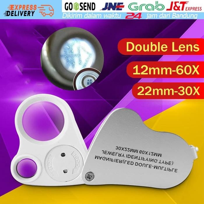

Pilihan- 30X/60X Kaca Pembesar Led Cek Perhiasan 2 In 1 Loupe Mini Microscope