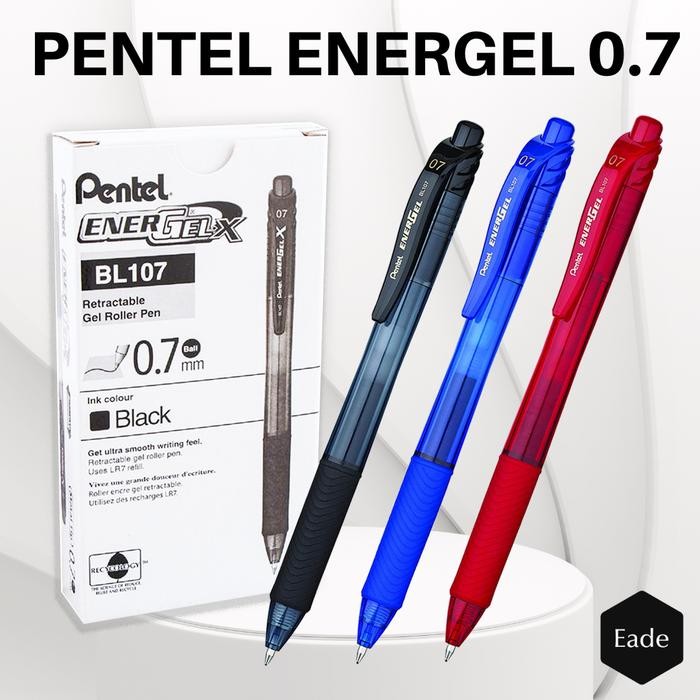 

New Pulpen / Ballpoint Pentel Energel 0.7 BLN 107 - Hitam / Biru / Merah
