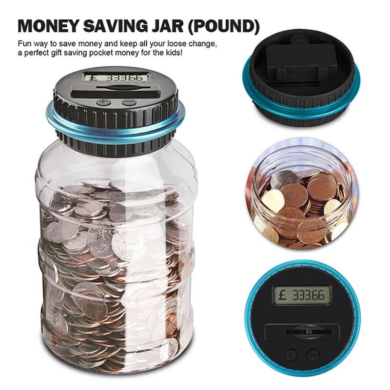 Digital Money Counting Jar LCD Counting Coin Money Saving Box Jar Coins Storage Box EURO Money Depos