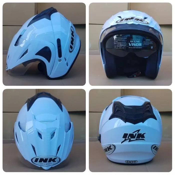 OJ Helm INK TERBARU Dobel Visor type T1 PUTIH