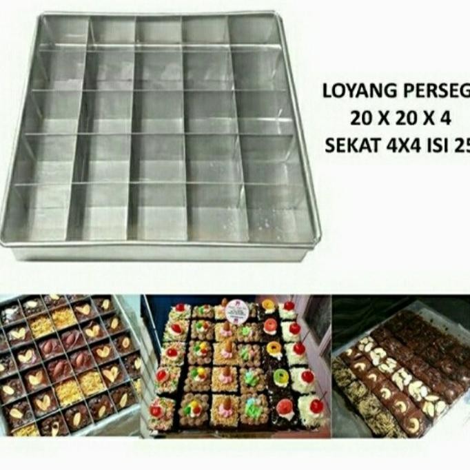 Loyang brownies sekat 20x20x4,loyang brownies 20x20,loyang cake potong