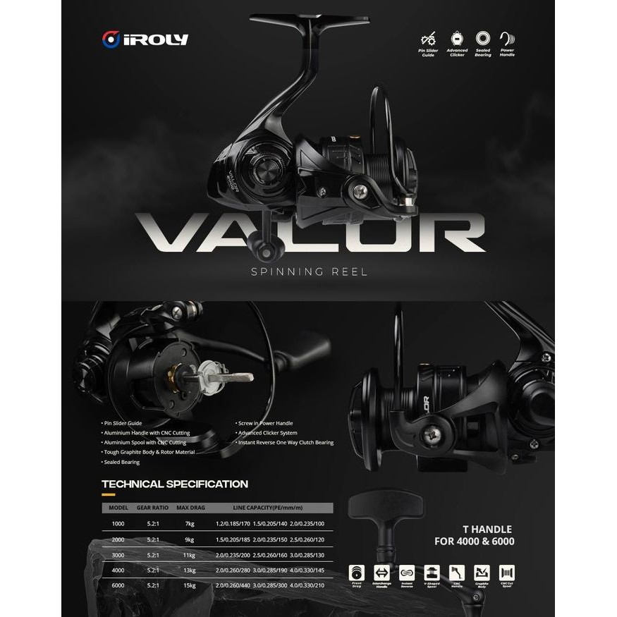 PJS Reel SPINNING IROLY VALOR (POWER HANDLE)