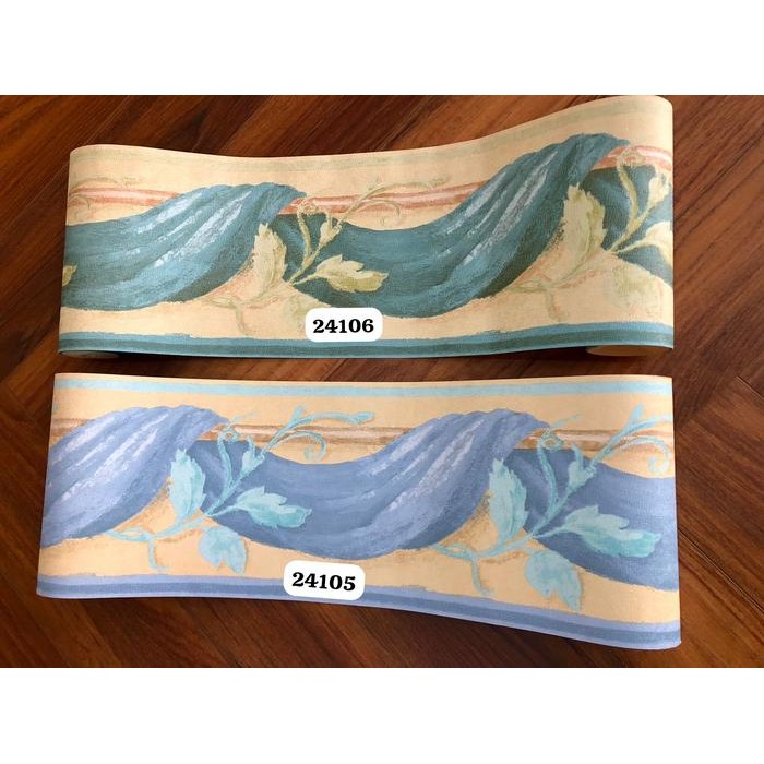 wallpaper dinding border list motif minimalis hijau 5mtr