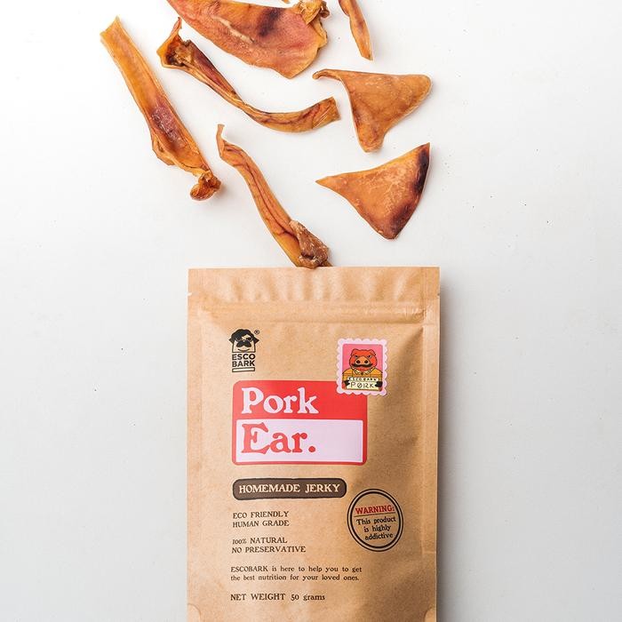 Escobark Pork Ear Kuping Babi Kering Dehydrated Pig Snack Anjing Dog Terbatas