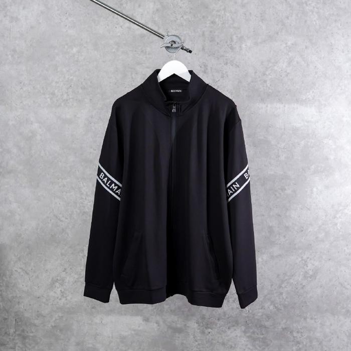 ORIGINAL Jaket BALMAIN BAND TAPE SVE TEXT WHITE BLACK ZIP TRACK JACKET 100% GINAL READY STOCK